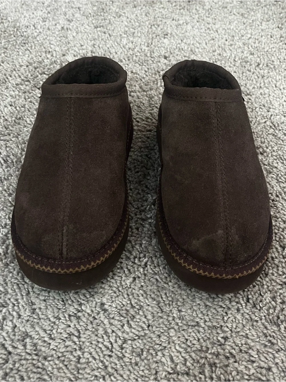 Bearpaw Girls’ Slip-On Suede Moccasin Slippers in Dark Brown